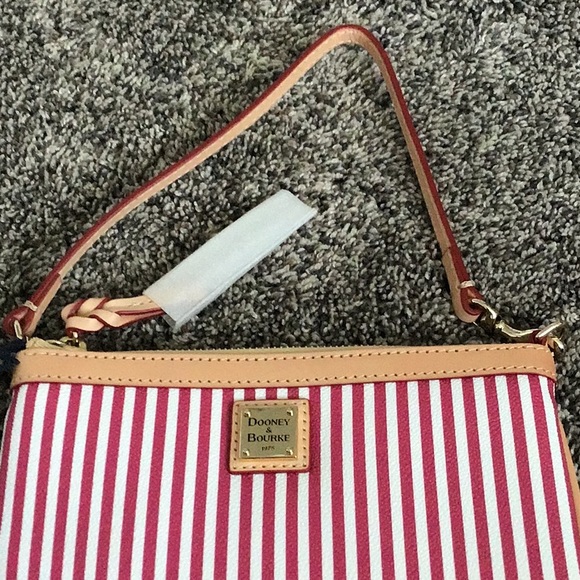 Dooney & Bourke pink & white striped bag/wristlet. New with tags. - Picture 4 of 9
